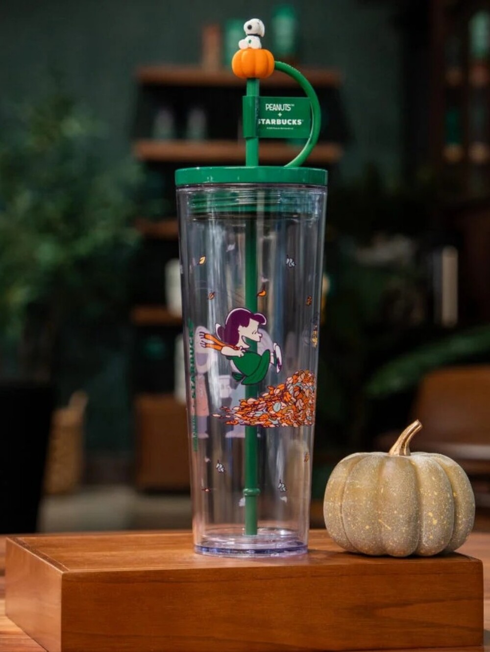 Peanuts x Starbucks Tumbler with Snoopy Pumpkin Straw Topper, 24 oz